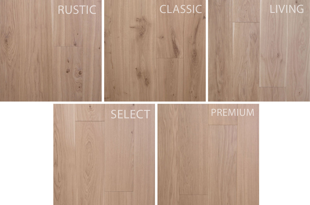 ozolkoka šķirojums Rustic classic living select premium klases dēļi, katram šķirojumam var redzēt ka ir zariņi. premium klases dēļi viss tīrākie un rustik ar zariņiem kas ievieš telpā dzīvību un dabiskumu
