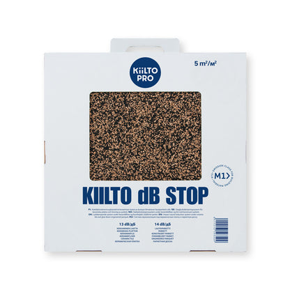 skaņas izolācijas plāksnes grīdai, Kiilto dB Stop – uzticams pamats klusām un stabilām grīdām. Tas ir izgatavots no 3 mm plāna korķa un gumijas kompozītmateriāla, kas nodrošina izcilu akustisko komfortu un samazina soļu trokšņus gan dzīvojamās, gan publiskās telpās.